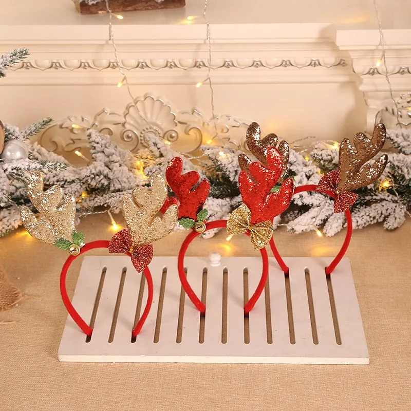 HULIANFU 2023 Christmas Headbands for Children Santa Elk Antlers Baby Headband Kids Diadem Elf Ears Horns Noel Navidad 2023 Hair Accessories