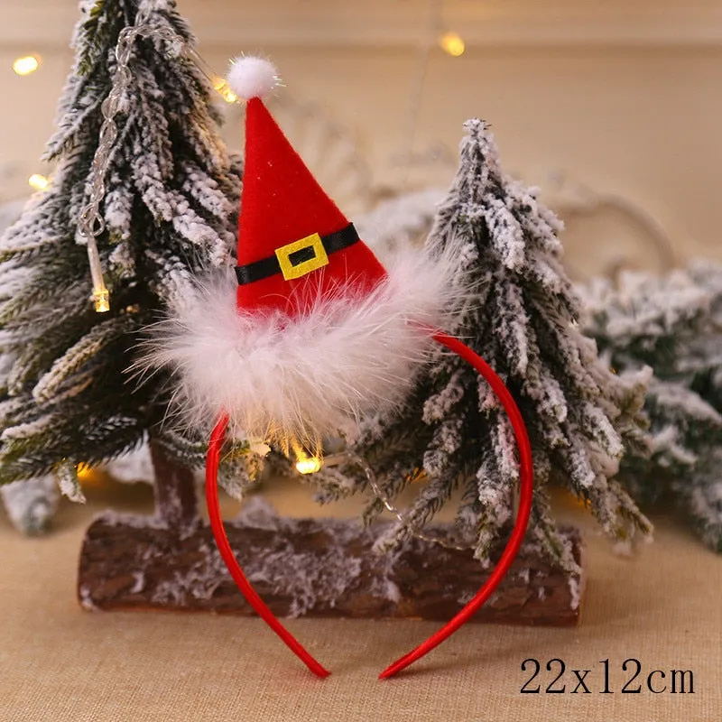 HULIANFU 2023 Christmas Headbands for Children Santa Elk Antlers Baby Headband Kids Diadem Elf Ears Horns Noel Navidad 2023 Hair Accessories