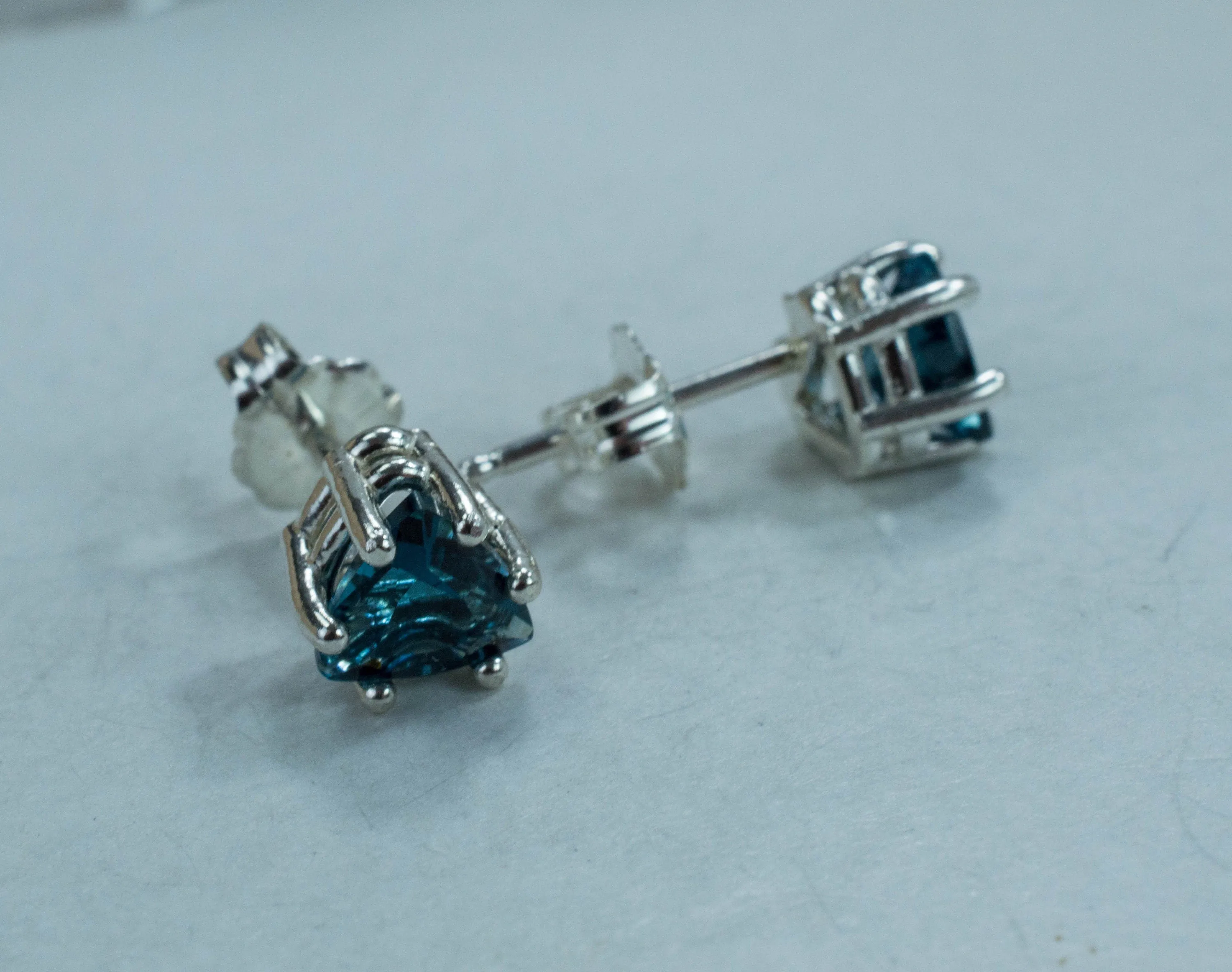 London Blue Topaz Earrings; Genuine Brazilian Topaz; 1.560cts