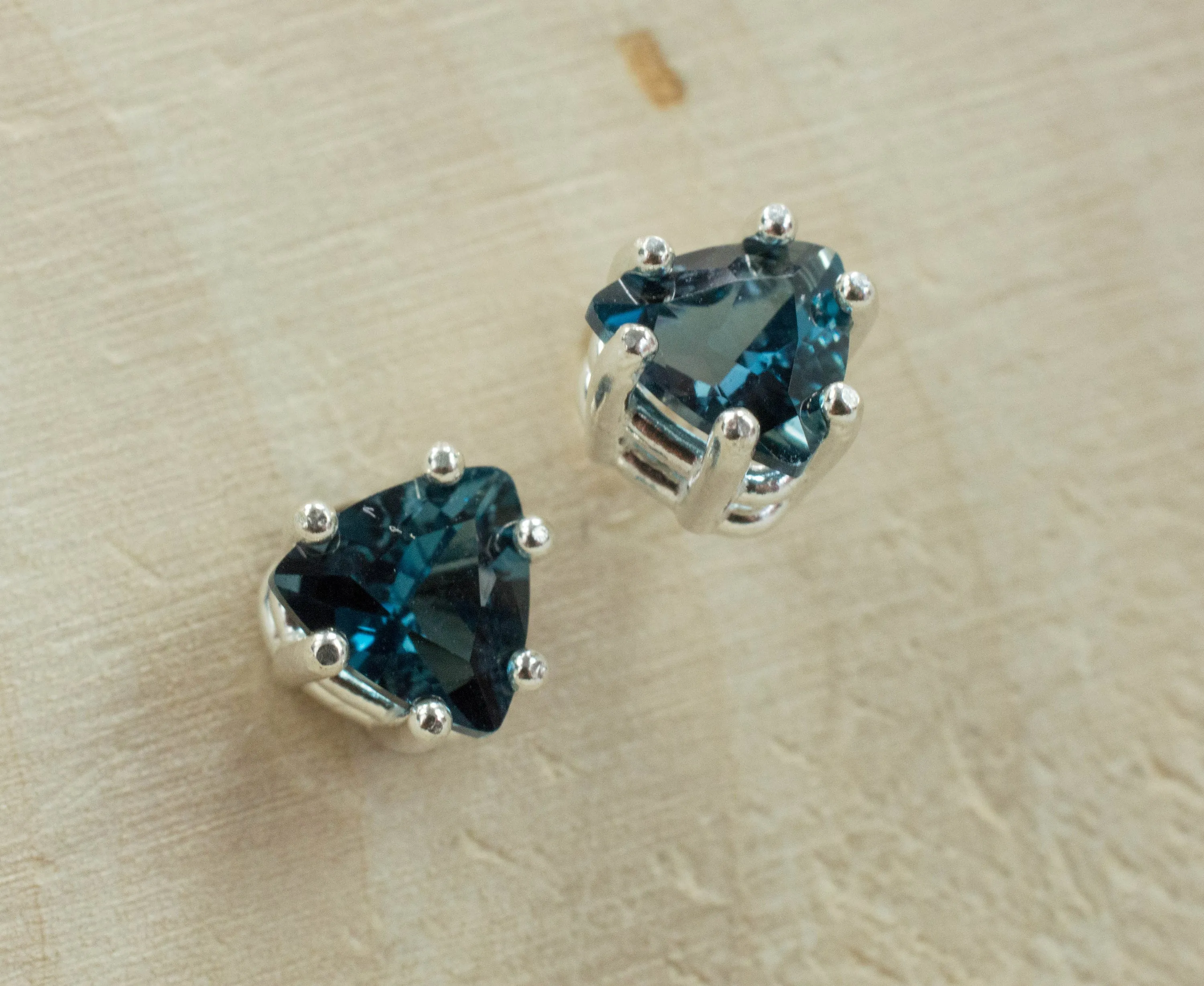 London Blue Topaz Earrings; Genuine Brazilian Topaz; 1.560cts