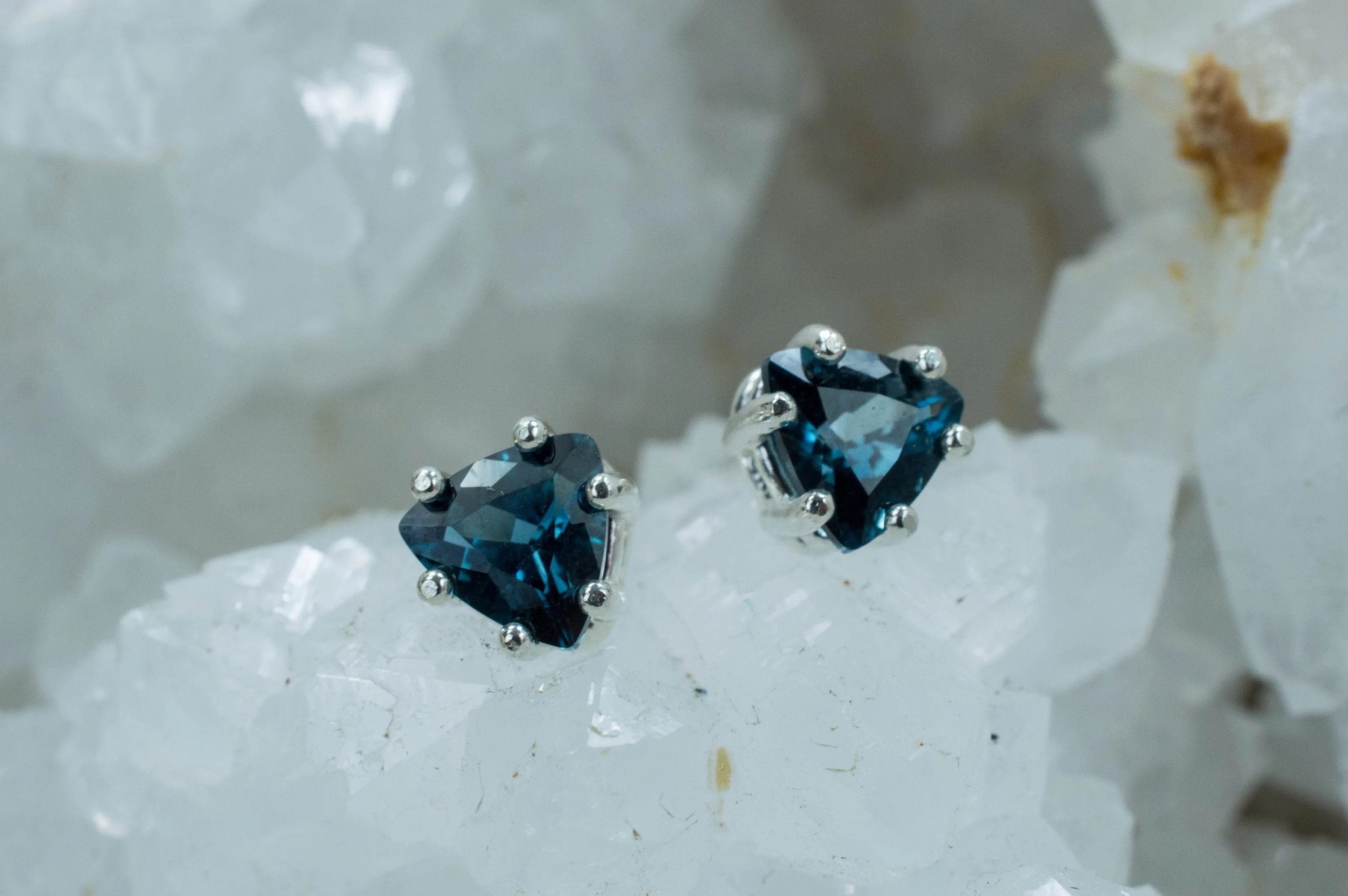 London Blue Topaz Earrings; Genuine Brazilian Topaz; 1.560cts
