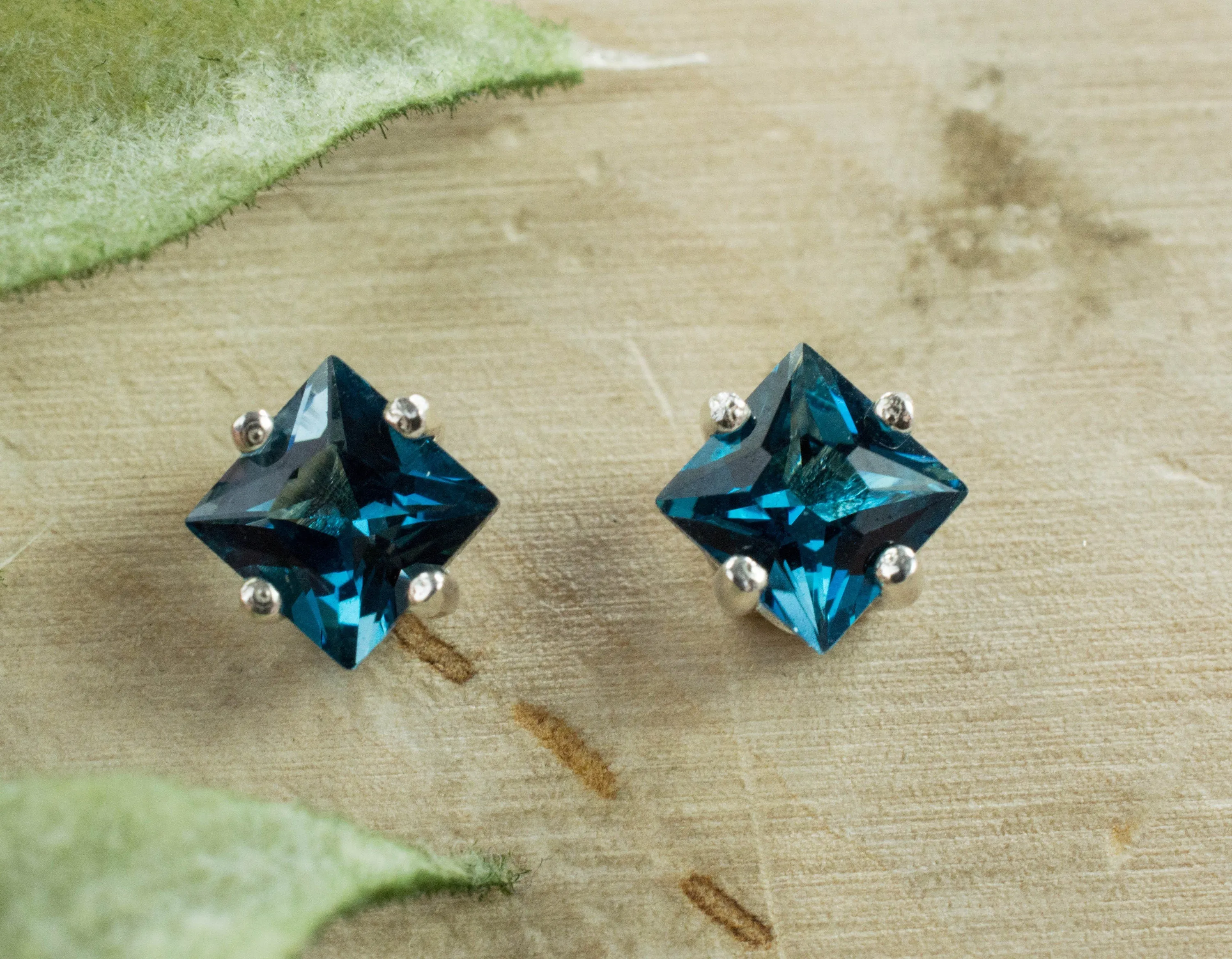 London Blue Topaz Earrings; Genuine Brazilian Topaz; 1.590cts