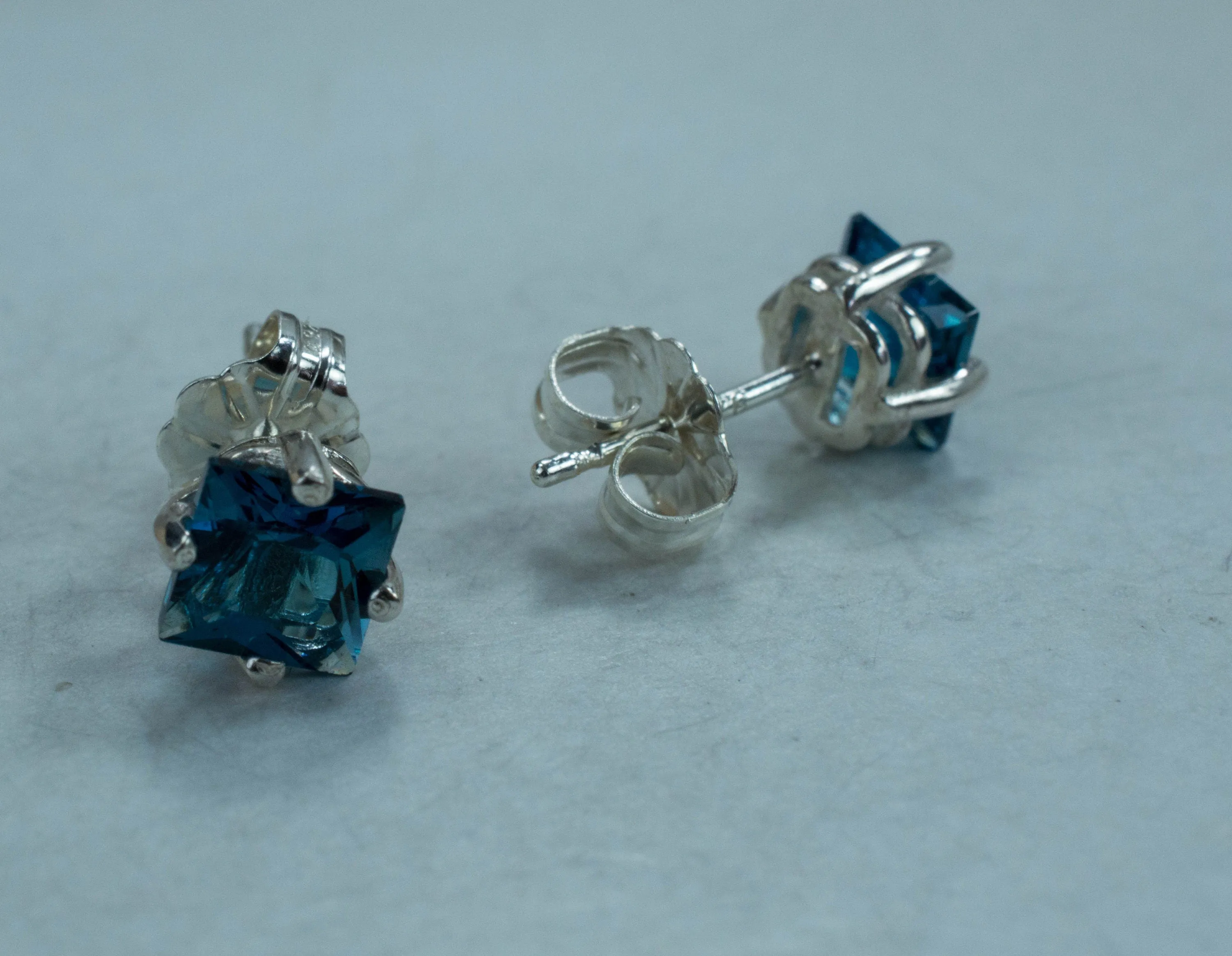 London Blue Topaz Earrings; Genuine Brazilian Topaz; 1.590cts