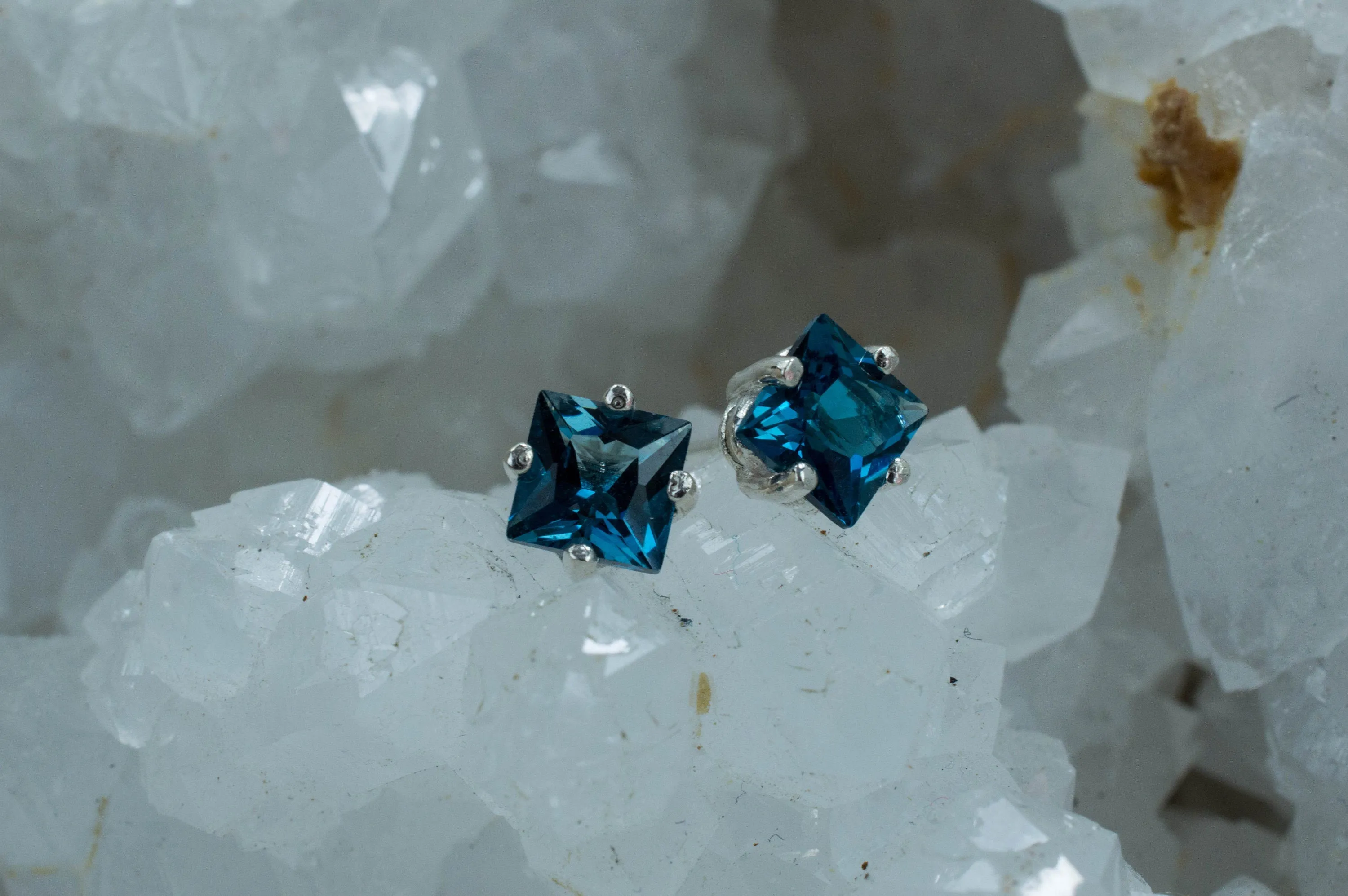 London Blue Topaz Earrings; Genuine Brazilian Topaz; 1.590cts
