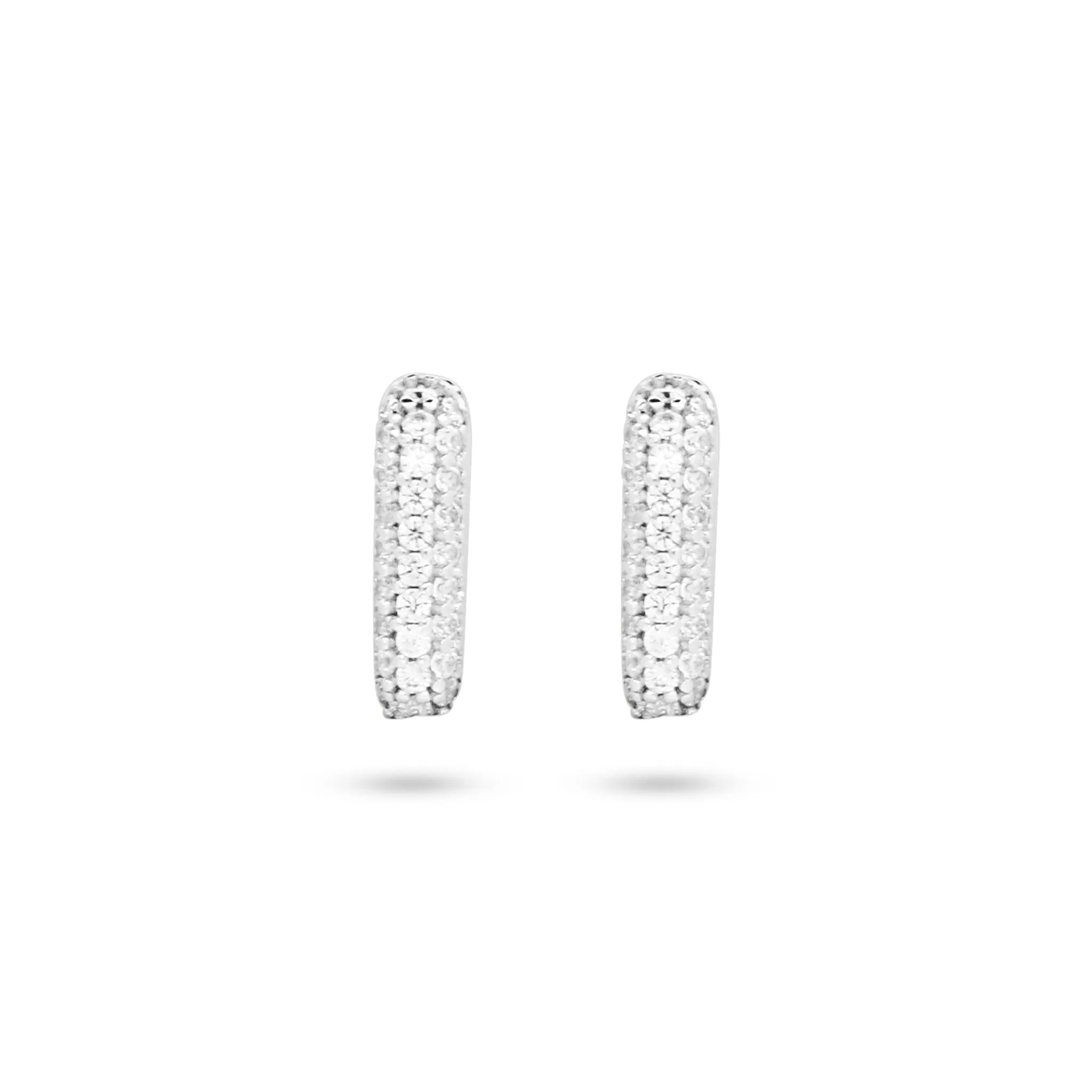 Mini Rectangular Pave-Set Huggie Earrings: