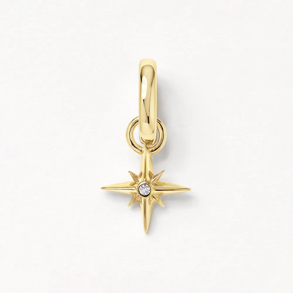 North Star Charm Pendant in Gold
