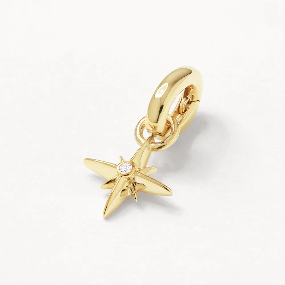North Star Charm Pendant in Gold