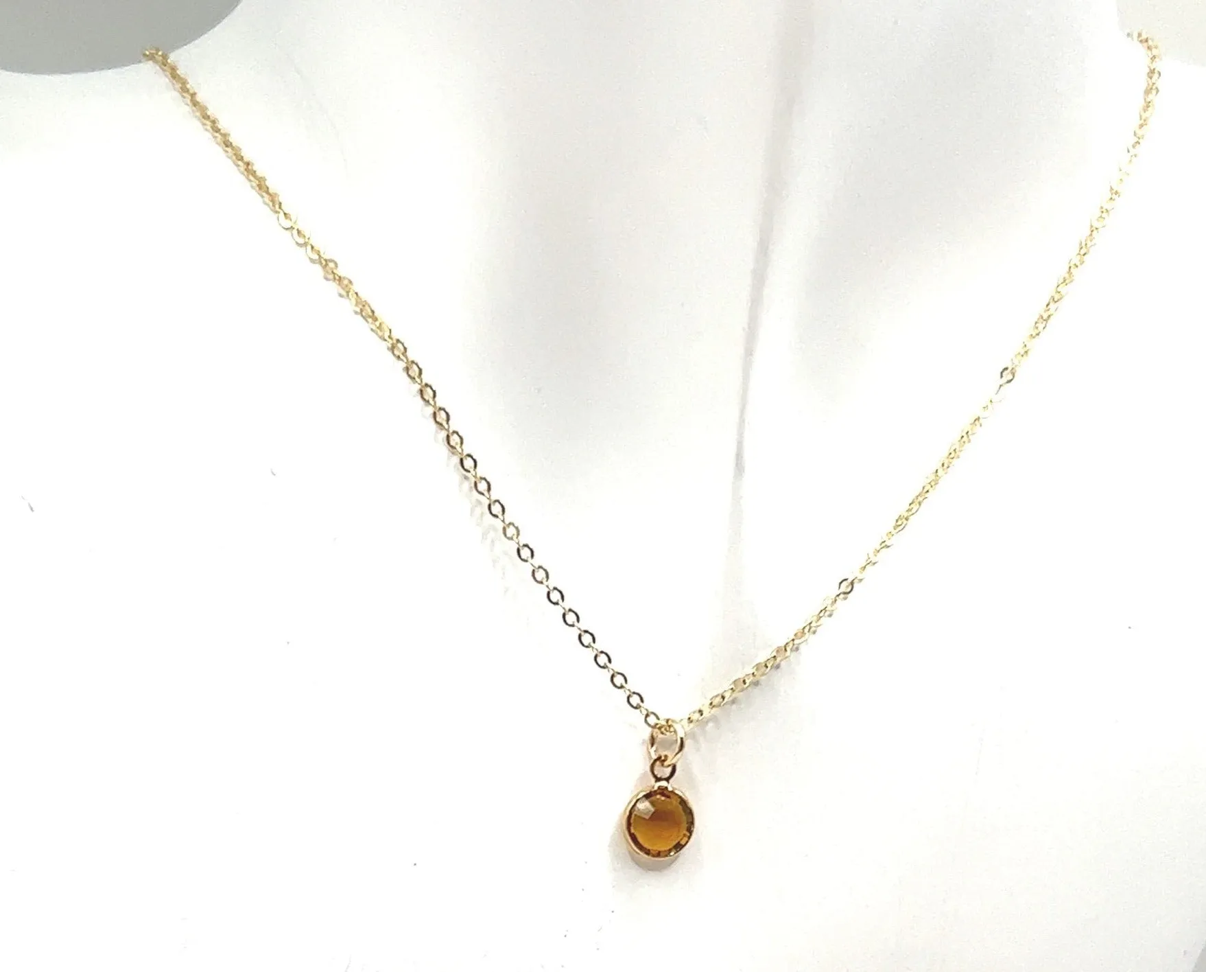 November Swarovski Birthstone Necklace - 14k Gold-Filled