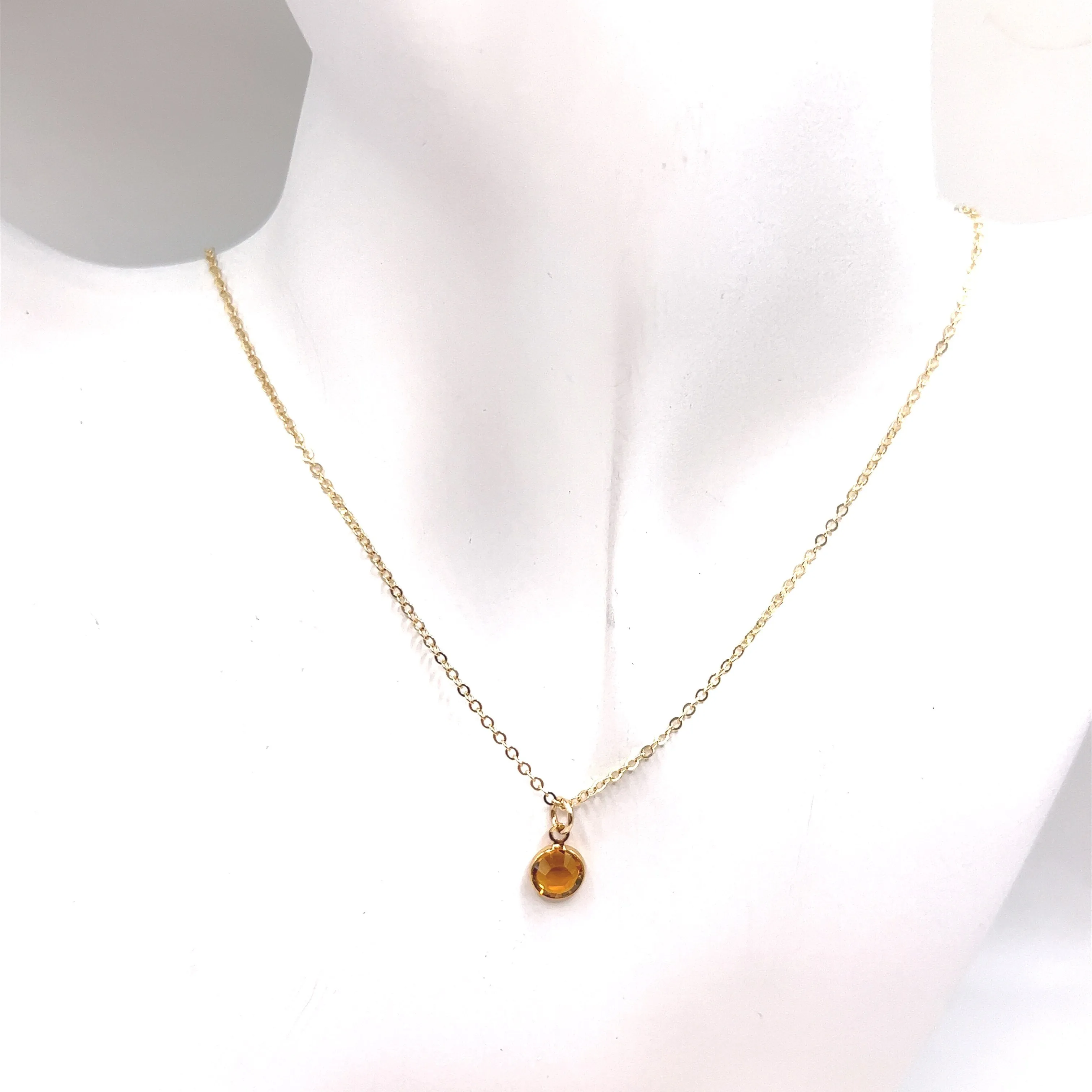 November Swarovski Birthstone Necklace - 14k Gold-Filled
