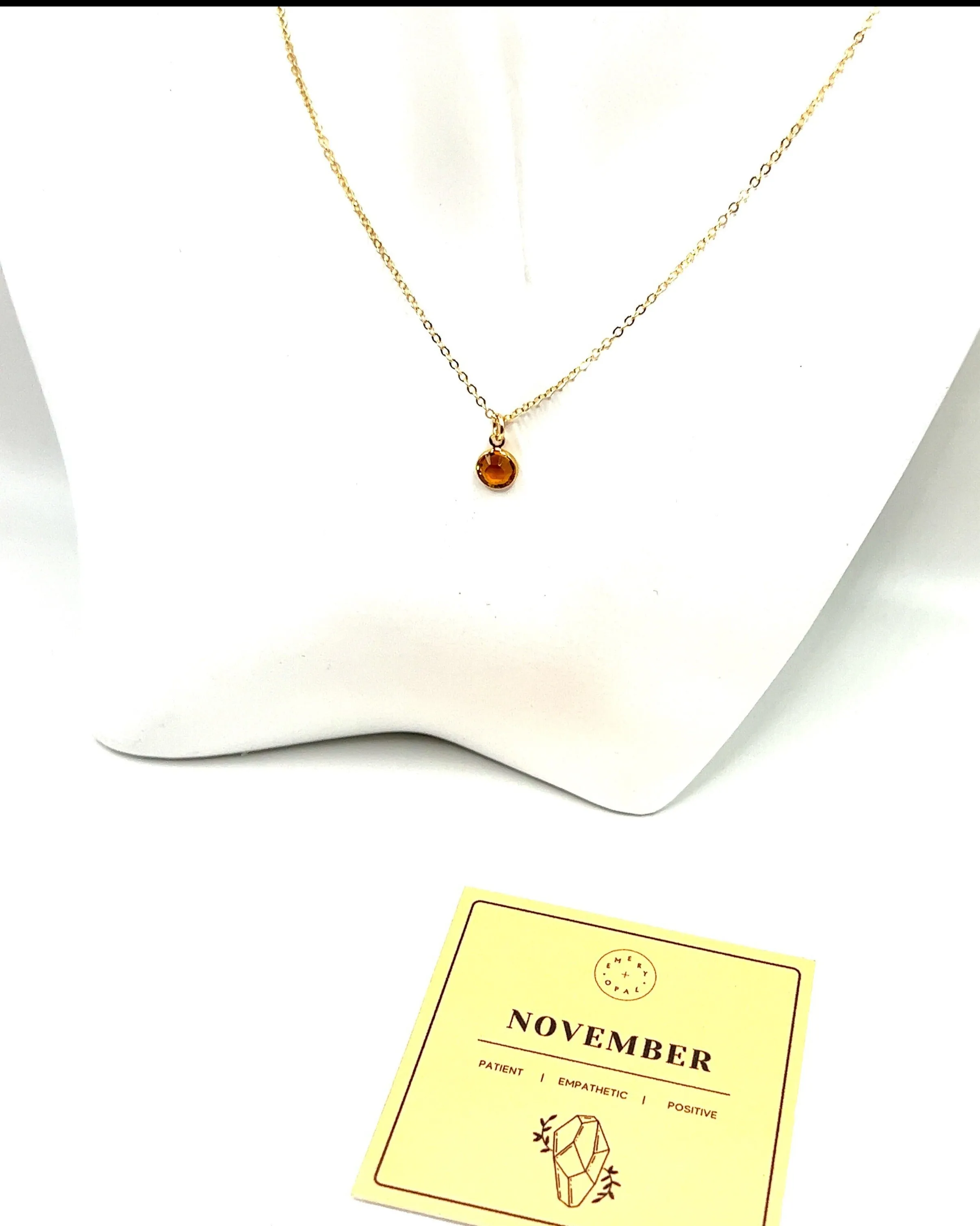 November Swarovski Birthstone Necklace - 14k Gold-Filled