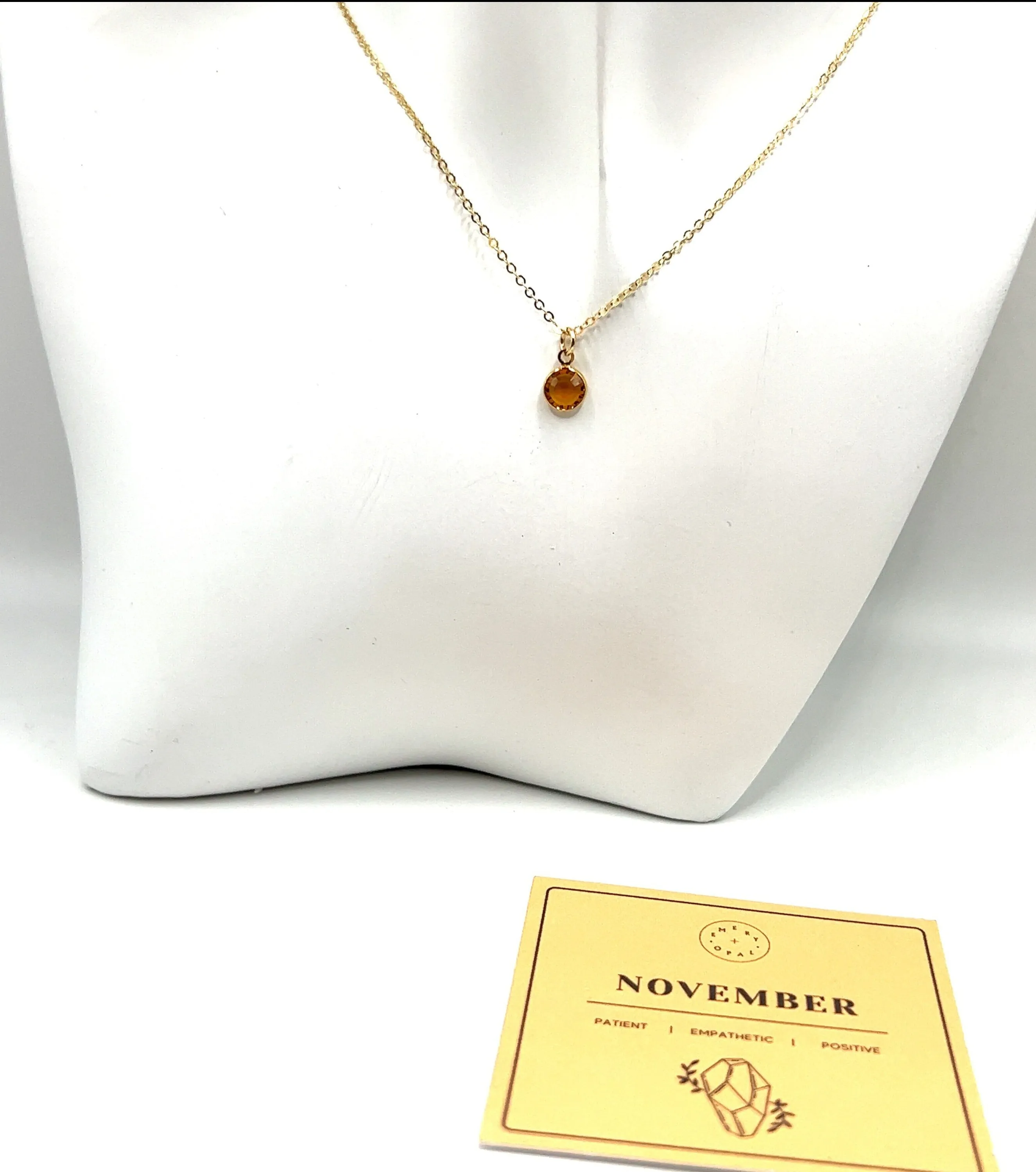 November Swarovski Birthstone Necklace - 14k Gold-Filled