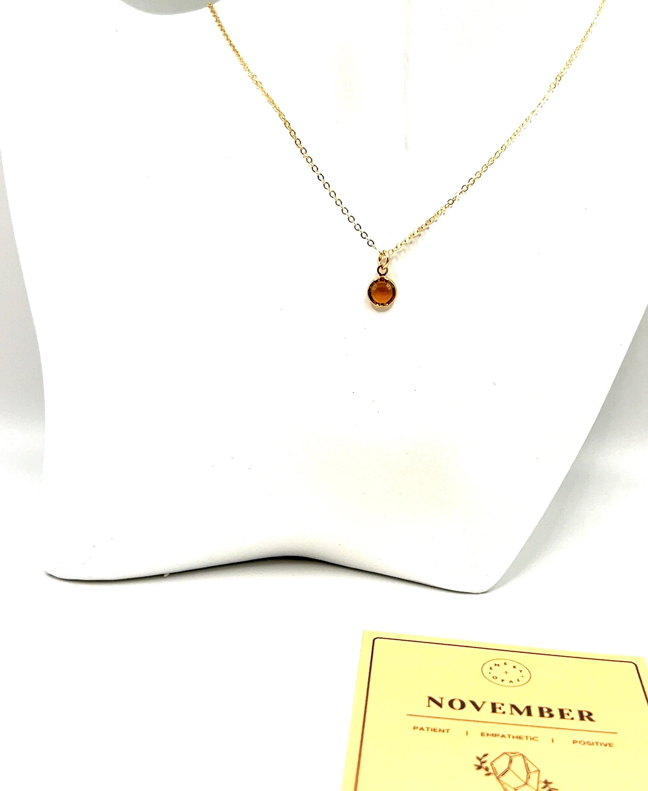 November Swarovski Birthstone Necklace - 14k Gold-Filled