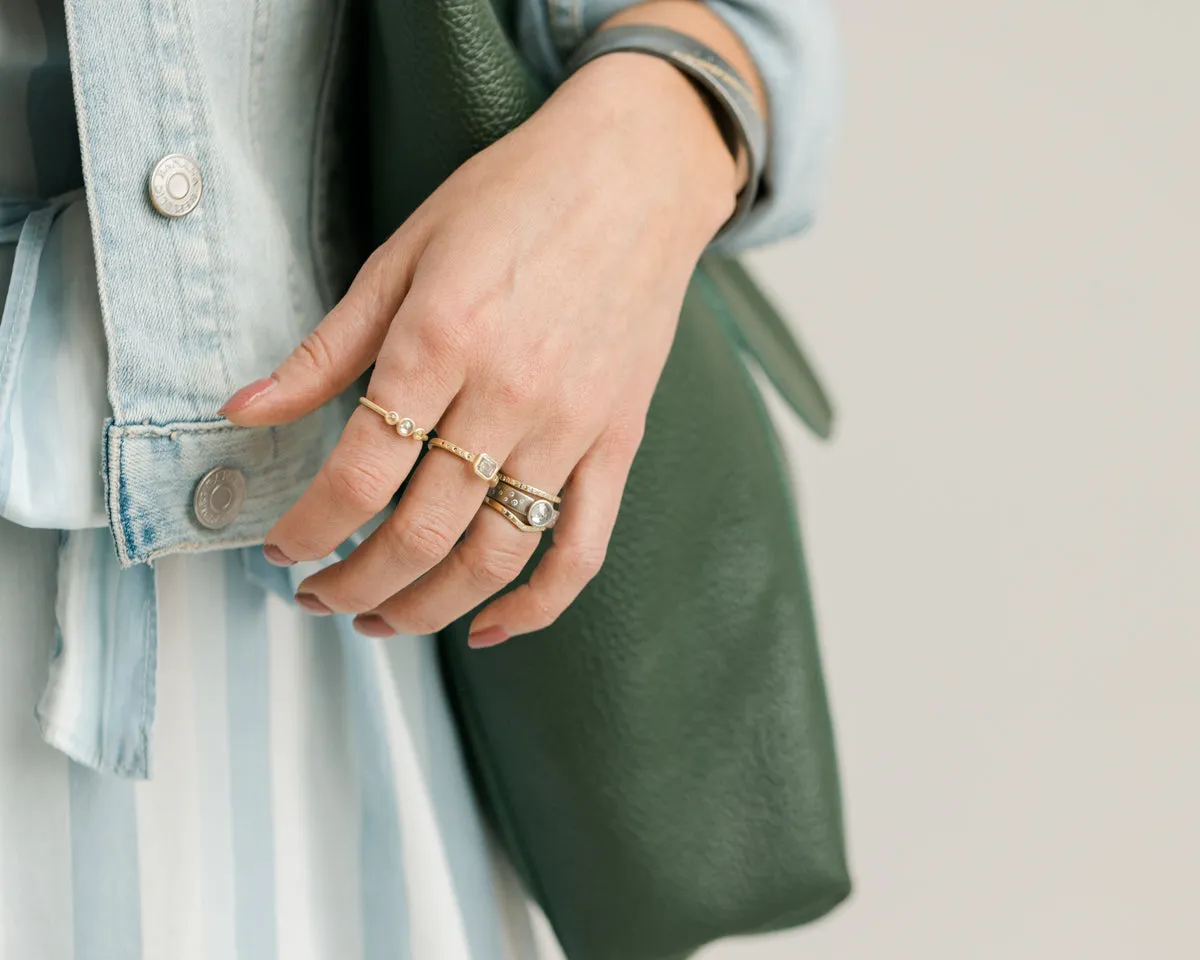 OOAK Round Rose Cut Salt   Pepper Diamond Ring   Scattered VS Diamonds - 18k Palladium White Gold   Diamonds  7