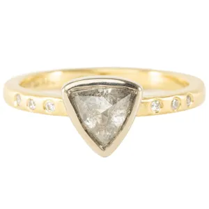OOAK Trillion Cut Grey Diamond Ring   VS Accents - 18k Gold   Diamonds
