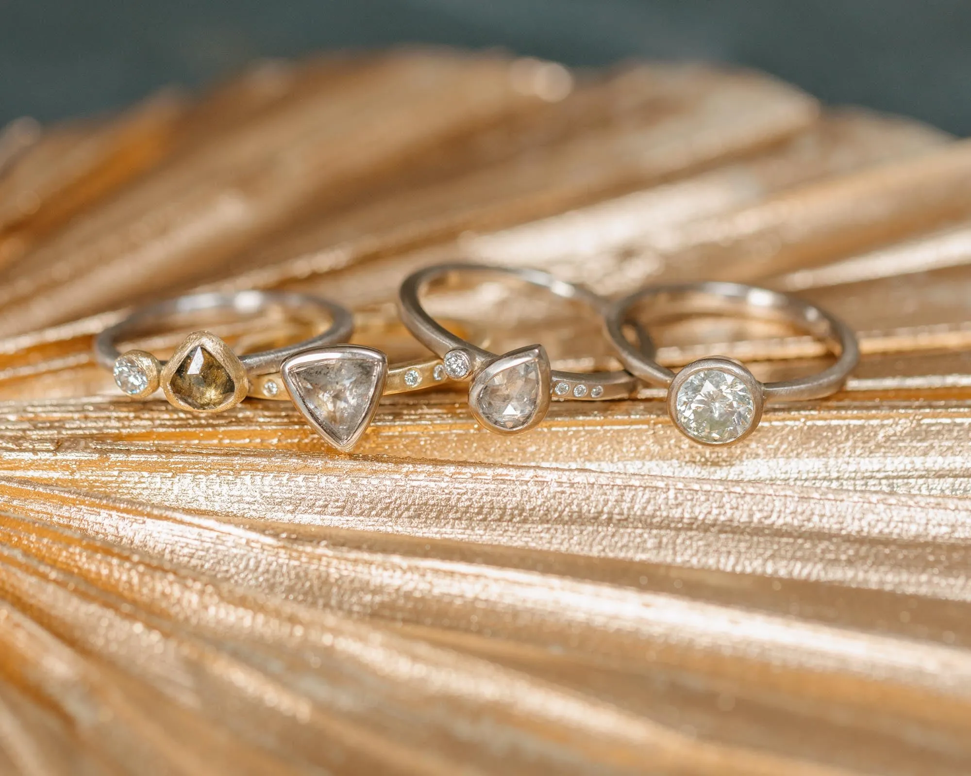 OOAK Trillion Cut Grey Diamond Ring   VS Accents - 18k Gold   Diamonds