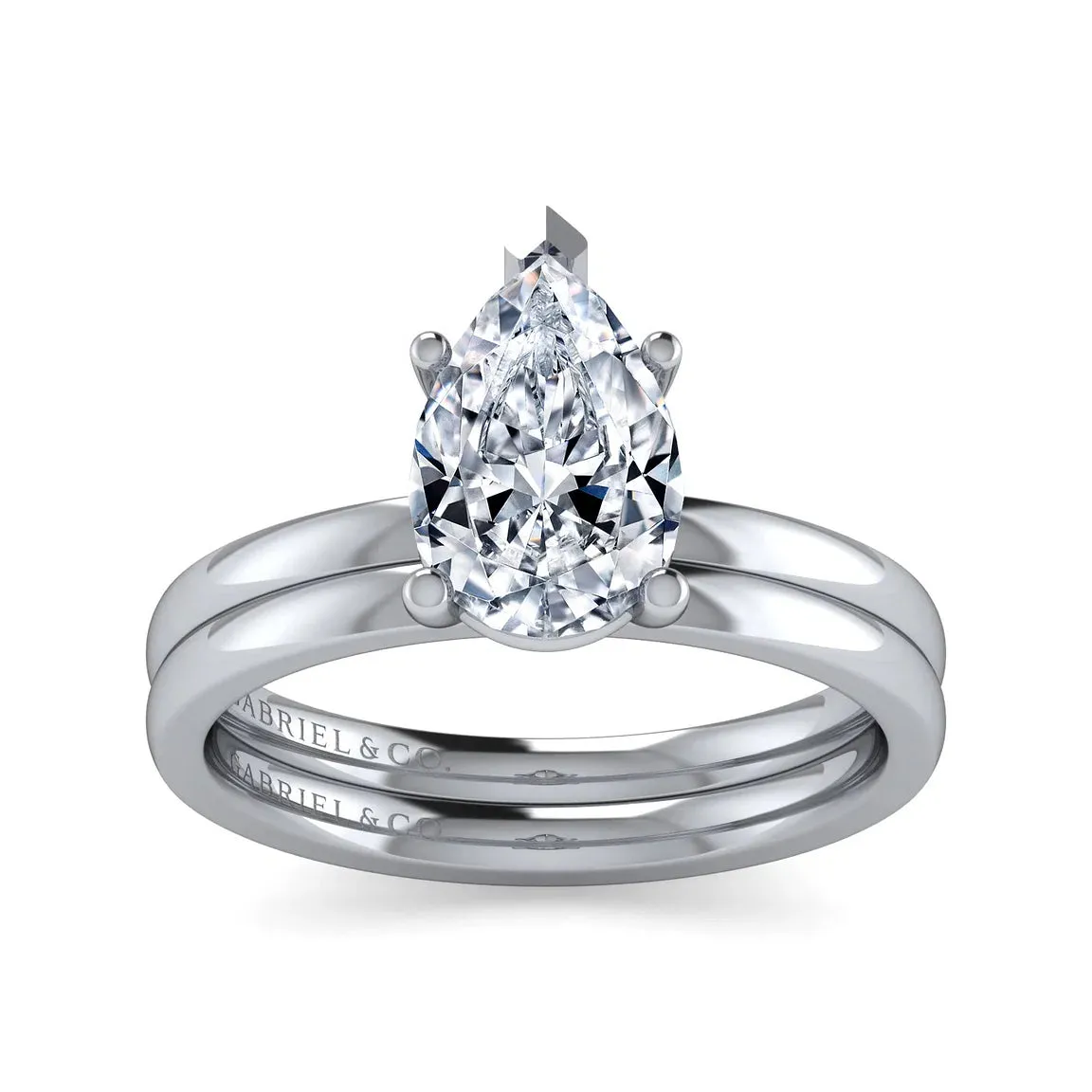 Pear Cut Solitaire Diamond Engagement Ring Mounting