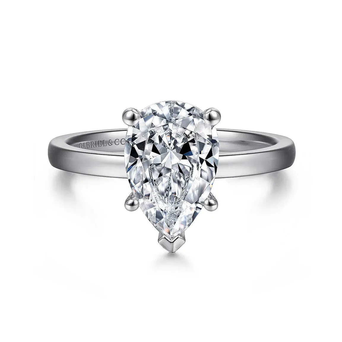Pear Cut Solitaire Diamond Engagement Ring Mounting