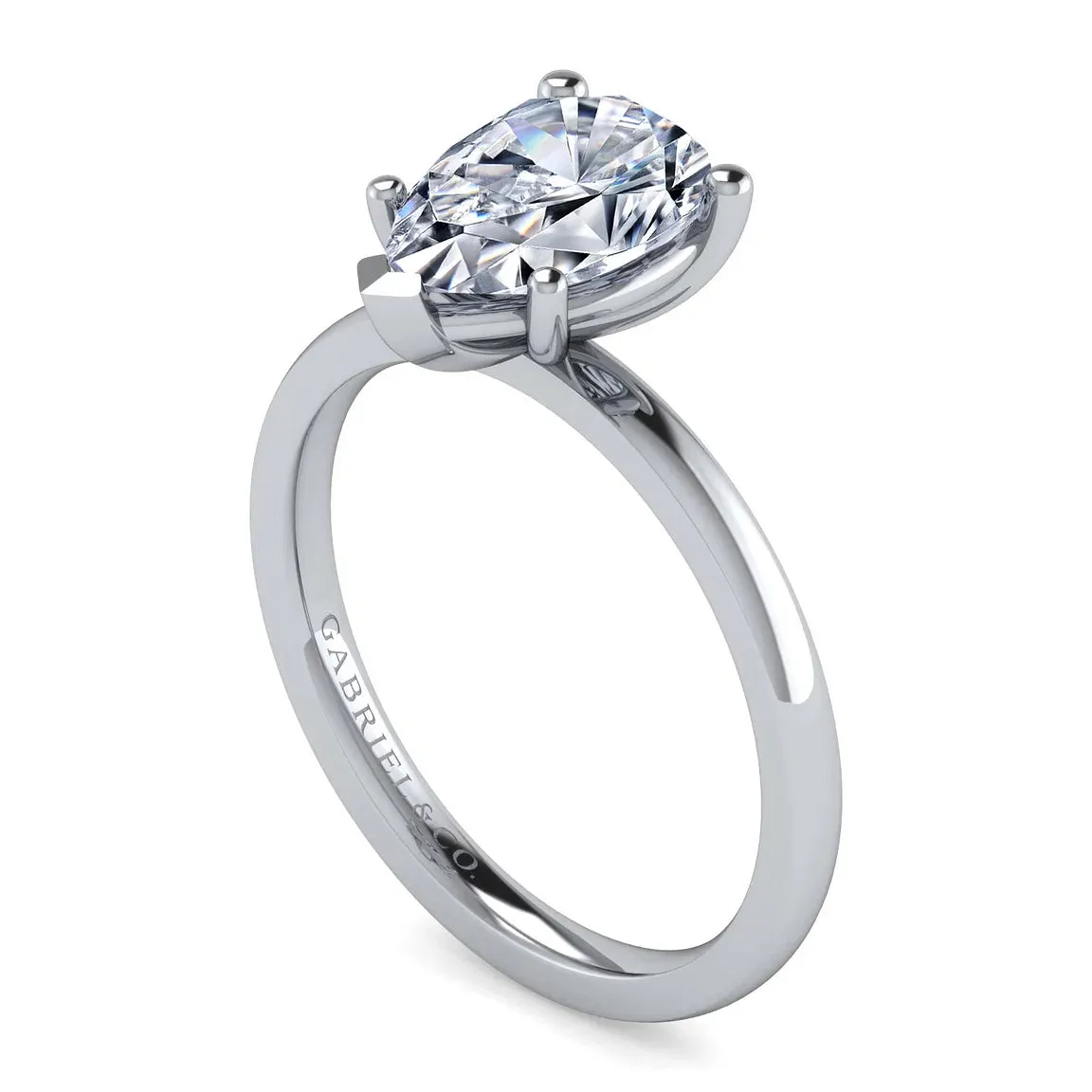 Pear Cut Solitaire Diamond Engagement Ring Mounting