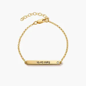 Personalized Name Bracelet with Gemstone