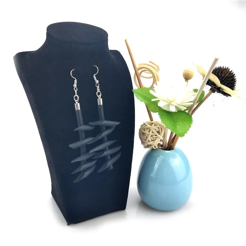 Recycled Rubber/Silicone Branch Geometric Drop Earrings