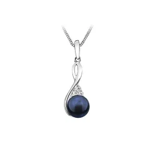 Silver White Topaz and Black Pearl Pendant