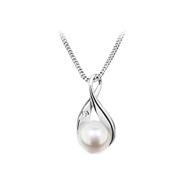 Silver White Topaz and Pearl Pendant