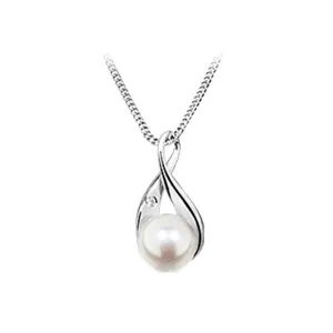 Silver White Topaz and Pearl Pendant