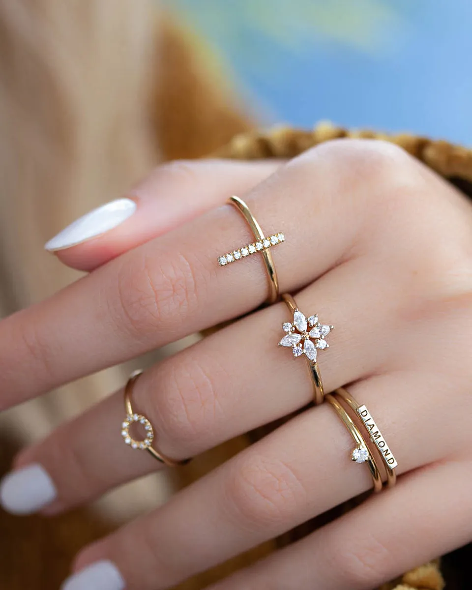 Snowflake Diamond Ring with Natural Diamonds