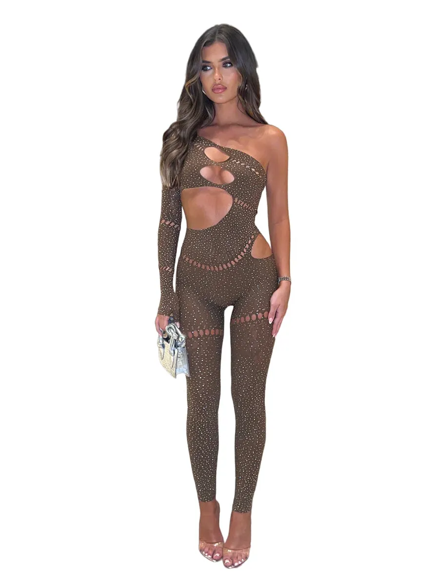 Sparkling Cutout Rhinestone Romper