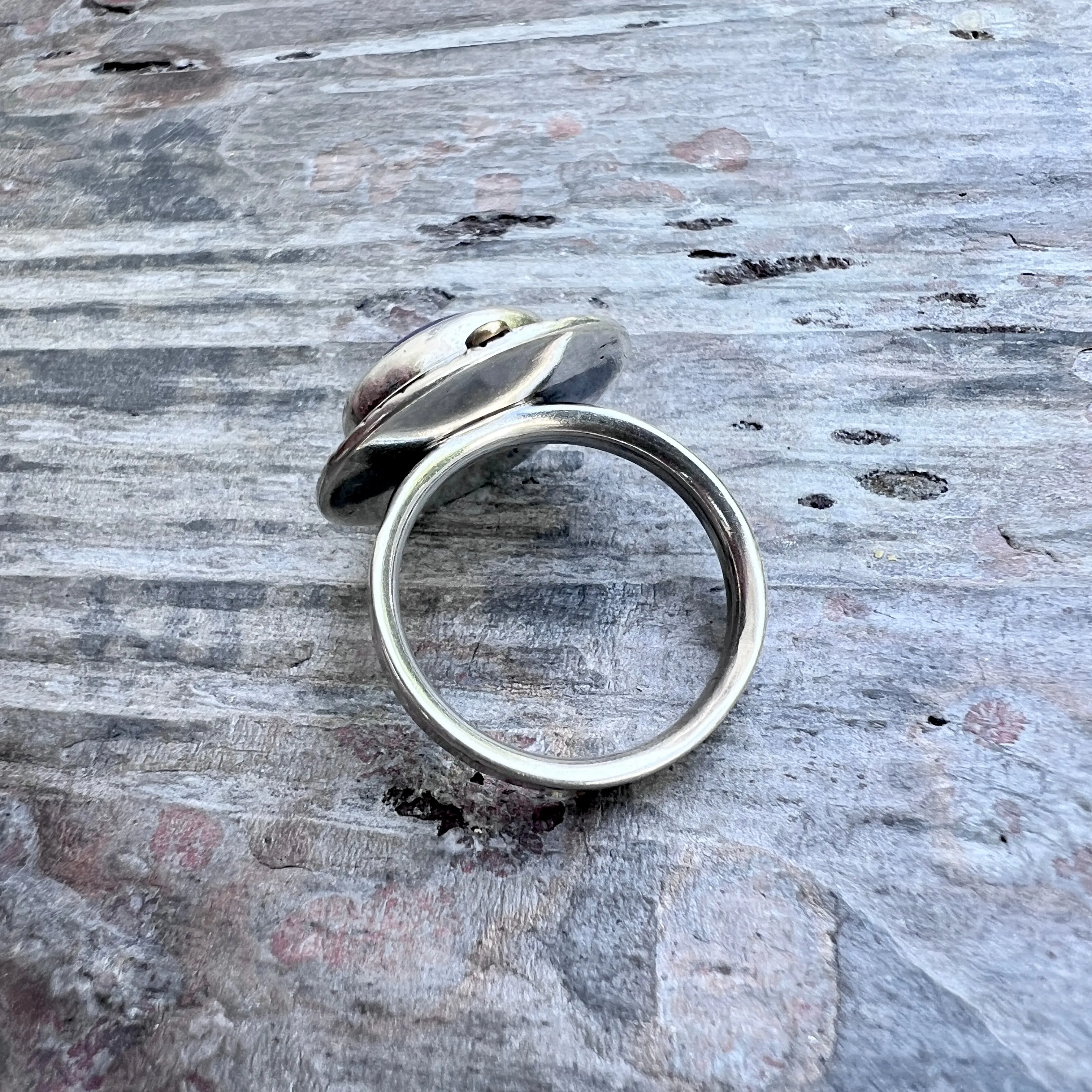 Sterling Silver Lapis Lazuli Ring | Natural Round Blue Stone Statement Ring
