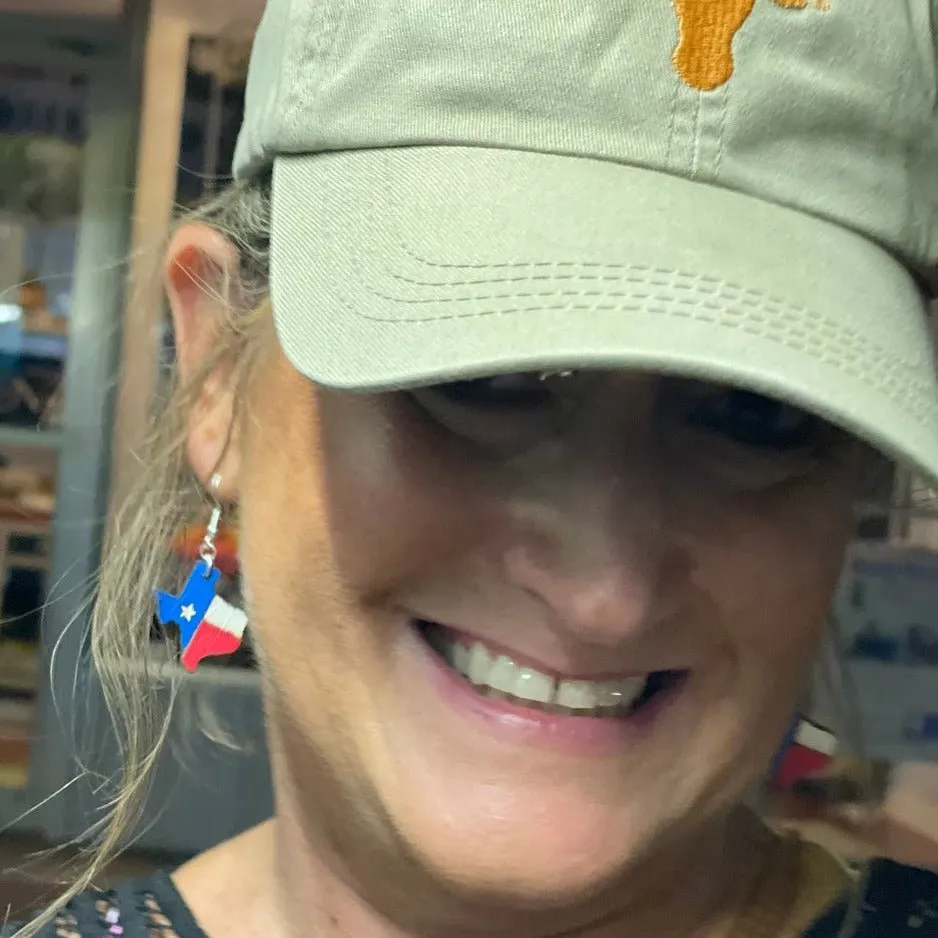 Texas State Flag Wooden Dangle Earrings by Cate's Concepts, LLC