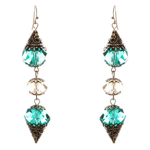 Trendy Fashion Crystal Rhinestone Stylish Pointed Tear Drop Earrings E829 Green